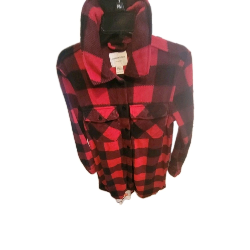 Sabrina Lauren Women's Size Small Red Plaid New York Long Sleeve Button Up Shirt